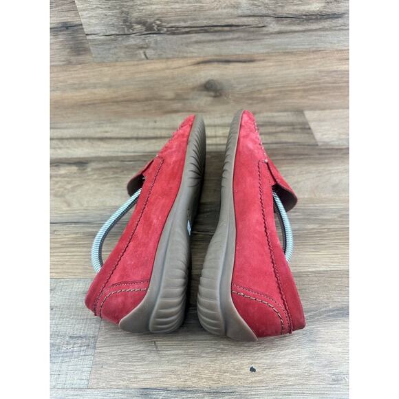 Gabor Flat Shoes Leather Suede Moccasins Red Size 6.5 laser cut flat com… - Picture 4 of 10